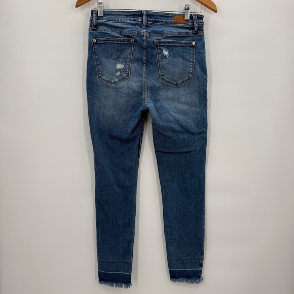 Judy Blue Skinny Fit Distressed Jeans Size 9/29 Medium Wash JB8847 - Picture 3 of 6